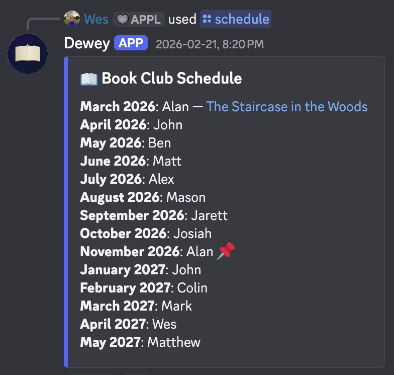 /schedule command