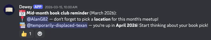 Monthly reminder message